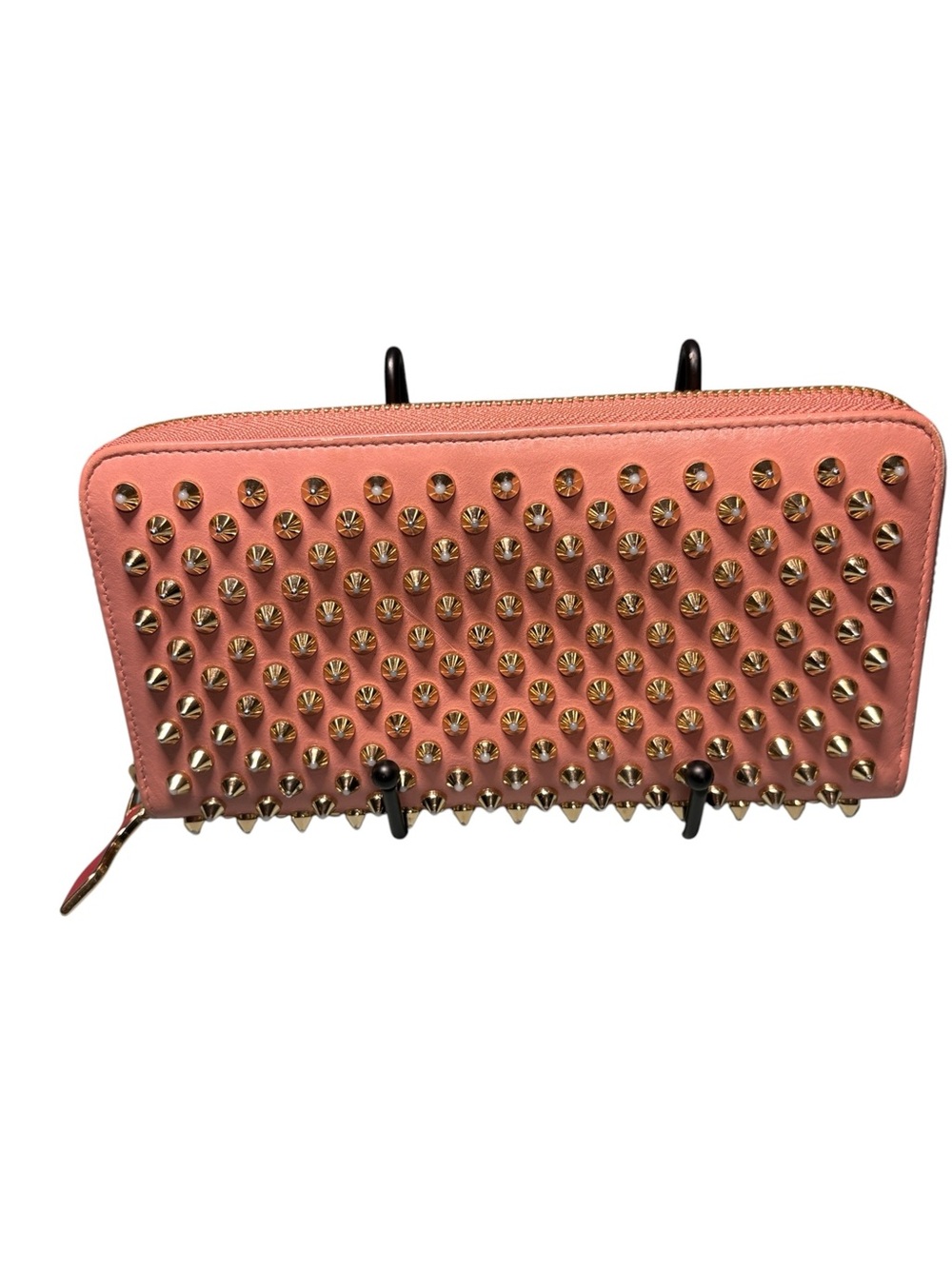 Christian Louboutin Panettone Spiked Zip-Around Wallet - Pink & Gold